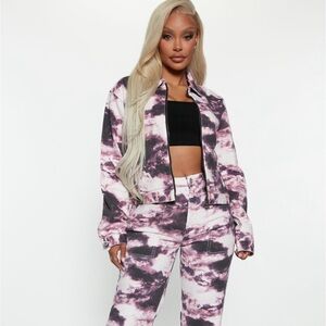 NEW Cropped Tie Dye Purple Jacket